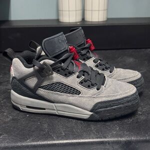 Jordan Black and Gray Sneakers with Red‎ Highlights